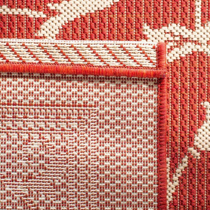 Courtyard CY2098 Power Loomed Indoor and Outdoor Area Rug - Red/Natural - 4'x5'7" - Safavieh