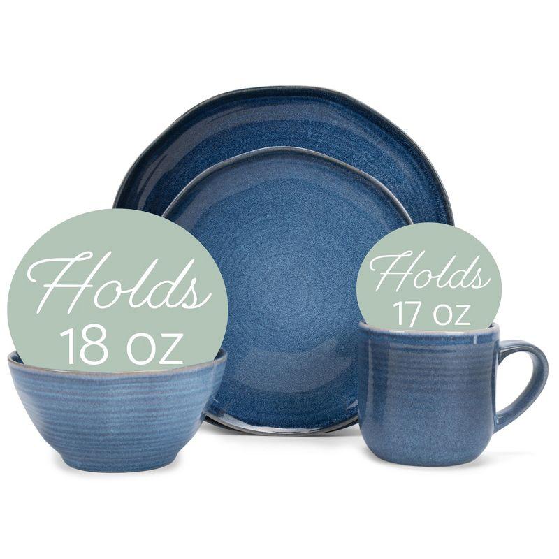 Cobalt Blue Ceramic Stoneware 16-Piece Dinnerware Set