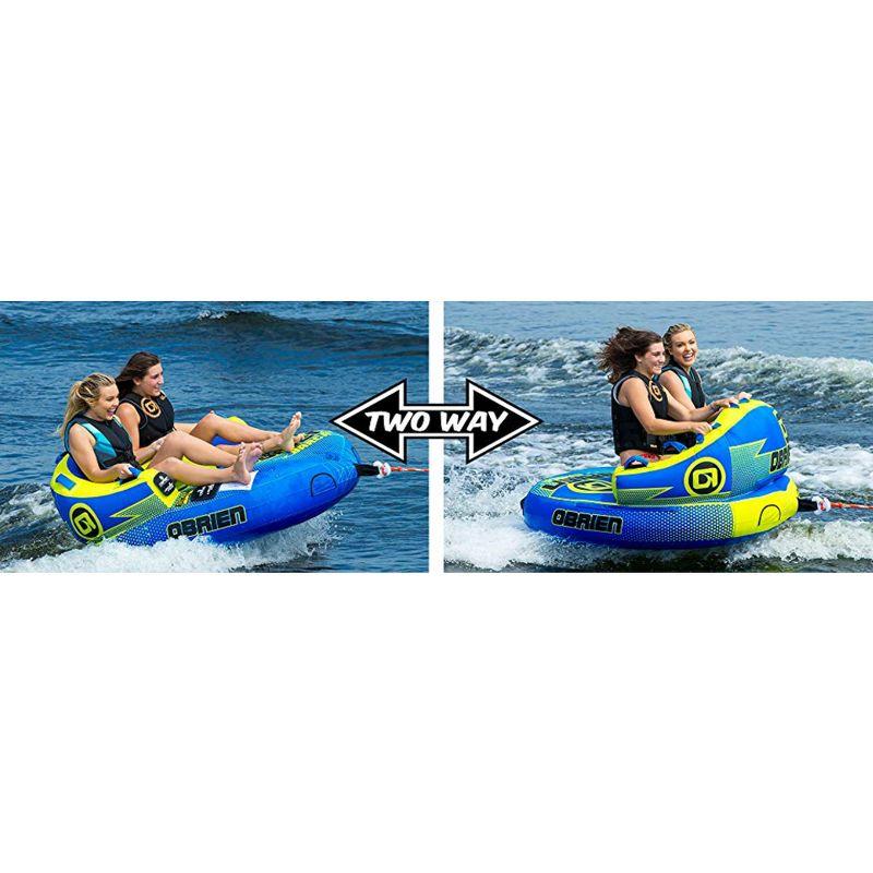 O'Brian Water Sports Barca 2 Inflatable Padded Towable Water Inner Tube for Lake Boating, 1-2 Riders, Blue