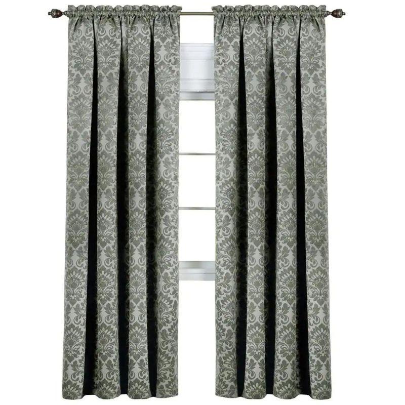 Kate Aurora Royal Living 2 Piece Rod Pocket Damask Design 95% Blackout Curtain Panels - 84 in. Long - Sage