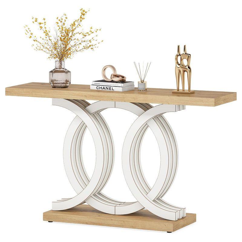 Farmhouse Console Sofa Table, 55 Inches Entryway Hallway Foyer Table White