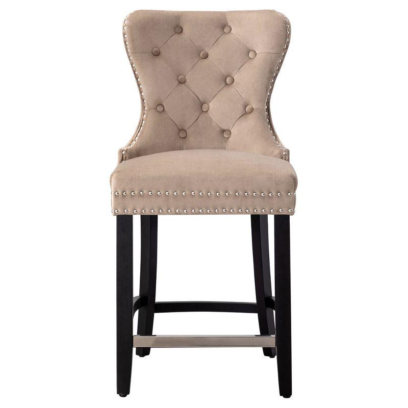 WestinTrends 24" Tufted Velvet Counter Stool, Velvet Taupe