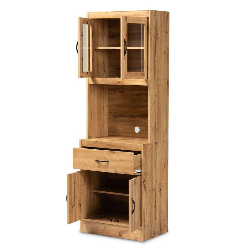 Laurana Oak Brown 71'' Kitchen Pantry Cabinet with Hutch