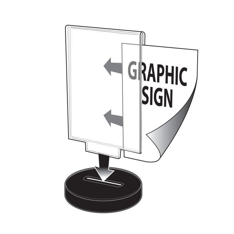 Azar Displays 11"W x 8.5"H Horizontal Frame on a Weighted Black Round Base, 10-Pack