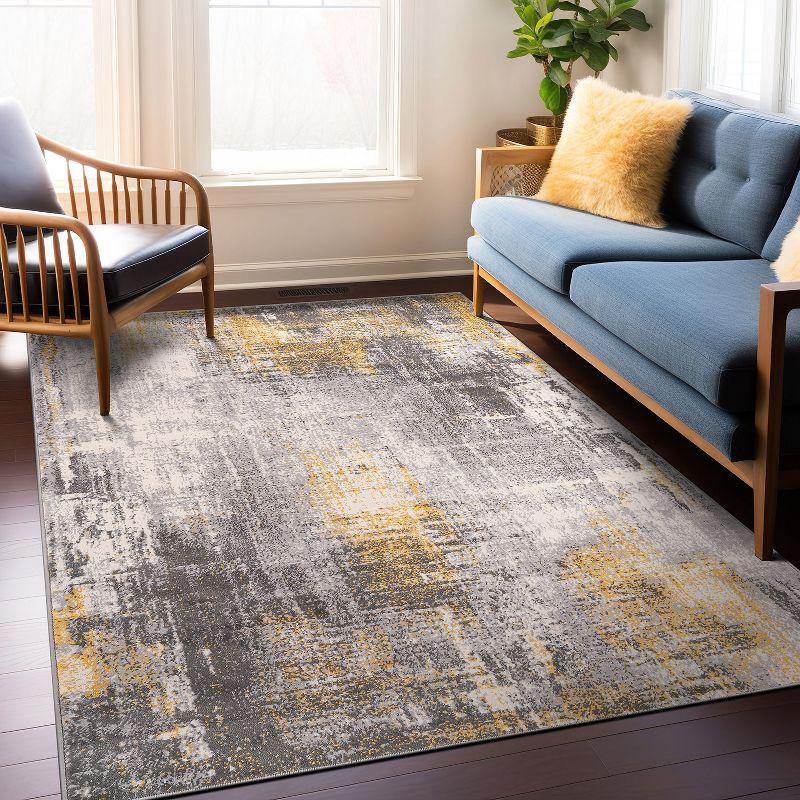 World Rug Gallery Dublin Contemporary Abstract Indoor Area Rug - Yellow 7'10"x10'