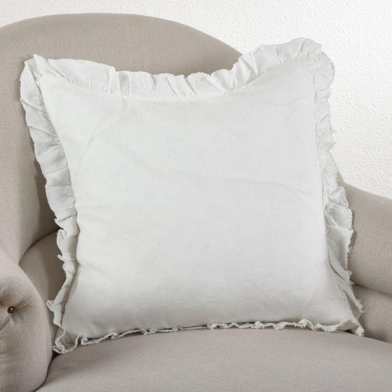 Leona Ruffled Linen Reversible Throw Pillow