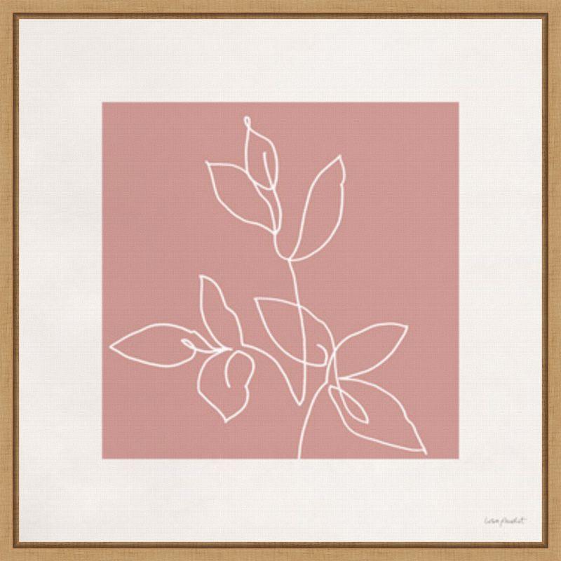 Pink-Mauve Abstract Botanical Canvas Print with Natural Frame