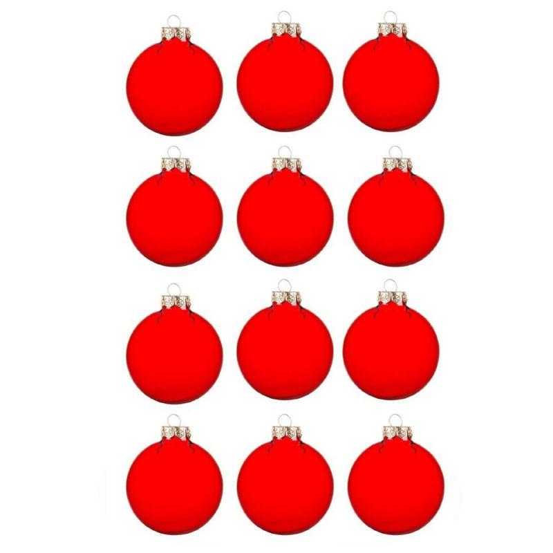 Set of 12 Clear Red Glass Christmas Ornaments