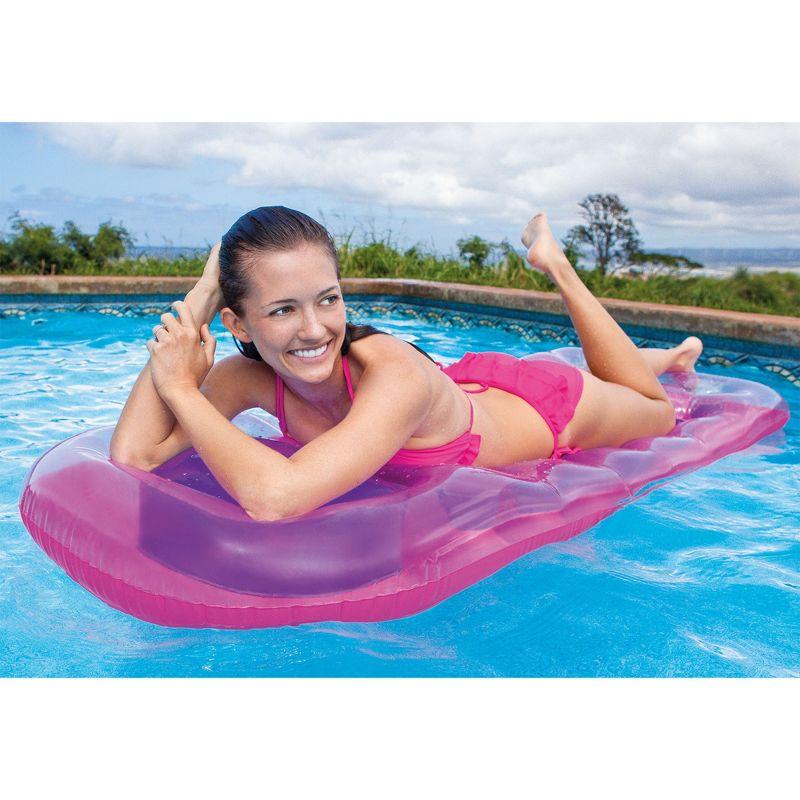 Intex Suntanner 18 Pocket Single Person Inflatable Swimming Pool Beach Lounge Floating Raft with Pillow and Cupholders, Color May Vary