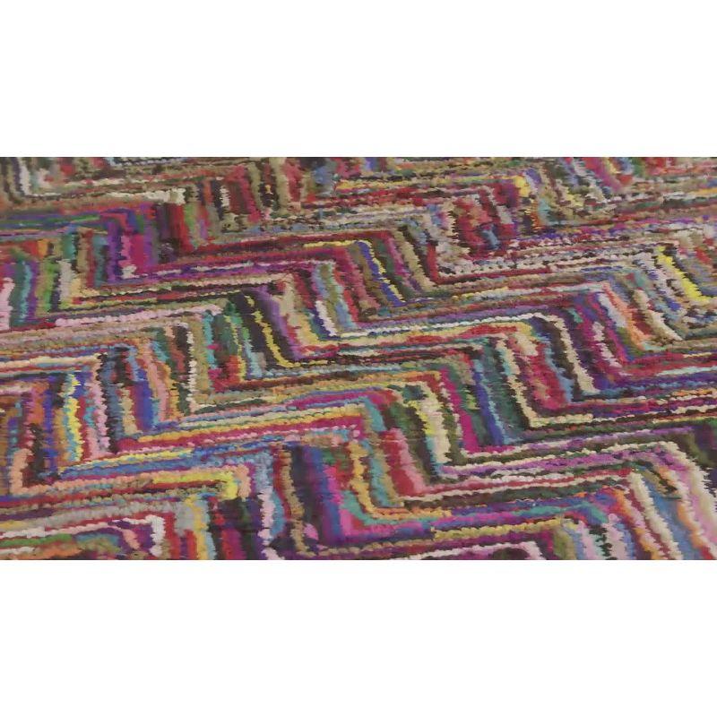 Handmade Blue and Multicolor Cotton Tufted 4' x 6' Rug