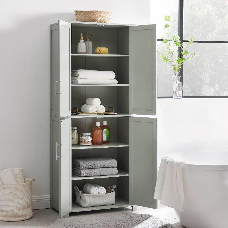 Savannah Tall Pantry Gray - Crosley: Shaker-Style Doors, Adjustable Shelves, Kitchen Storage