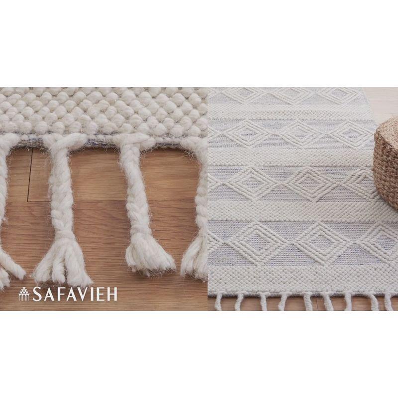 Ivory and Beige Handwoven Wool Square Rug