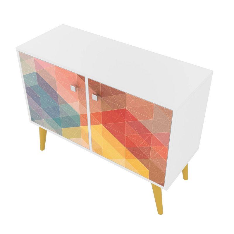 Avesta 2.0 Double Side Table White/Yellow - Manhattan Comfort: Modern Corner Accent, Splayed Feet