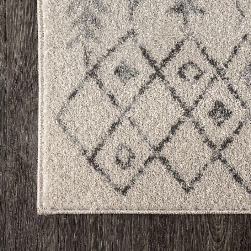 2'x8' Ziri Moroccan Geometric Runner Rug, Cream/Gray - JONATHAN Y