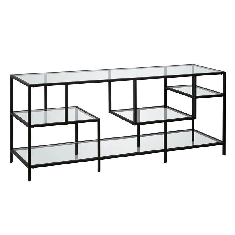 Deveraux 58'' Modern Blackened Bronze TV Stand with Glass Shelves