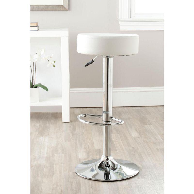 White Adjustable Swivel Backless Metal Bar Stool