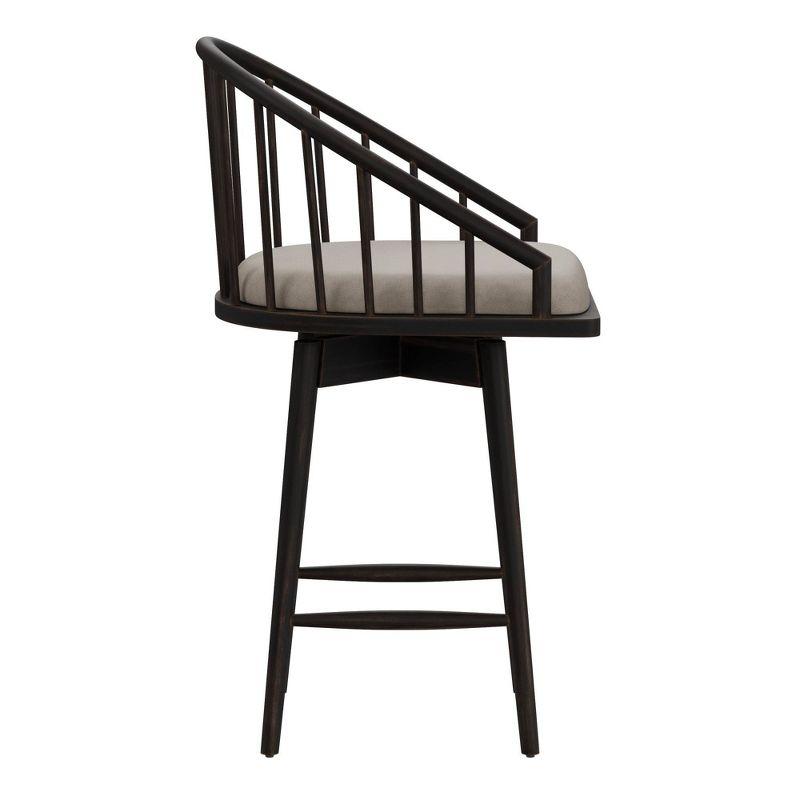 Modern Farmhouse Black Wood Swivel Saddle Stool, 29"