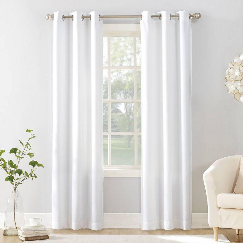 White Light-Filtering Polyester Grommet Curtain Panel