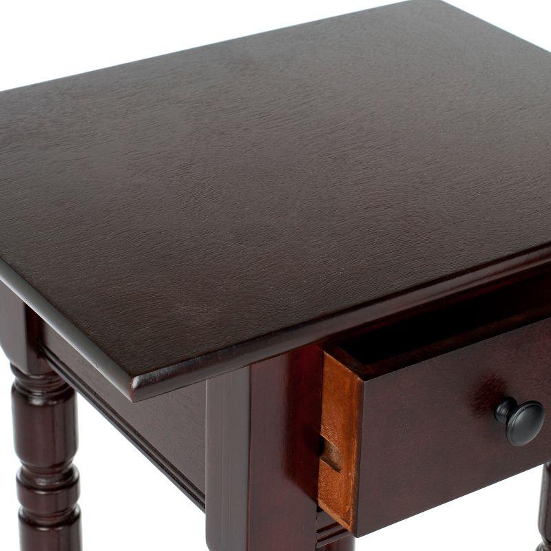 Transitional Dark Cherry Rectangular Side Table with Storage Drawer