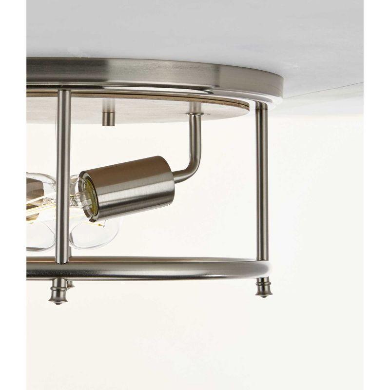 Progress Lighting Durrell 2-Light Flush Mount, Brushed Nickel, Open-Cage, Steel