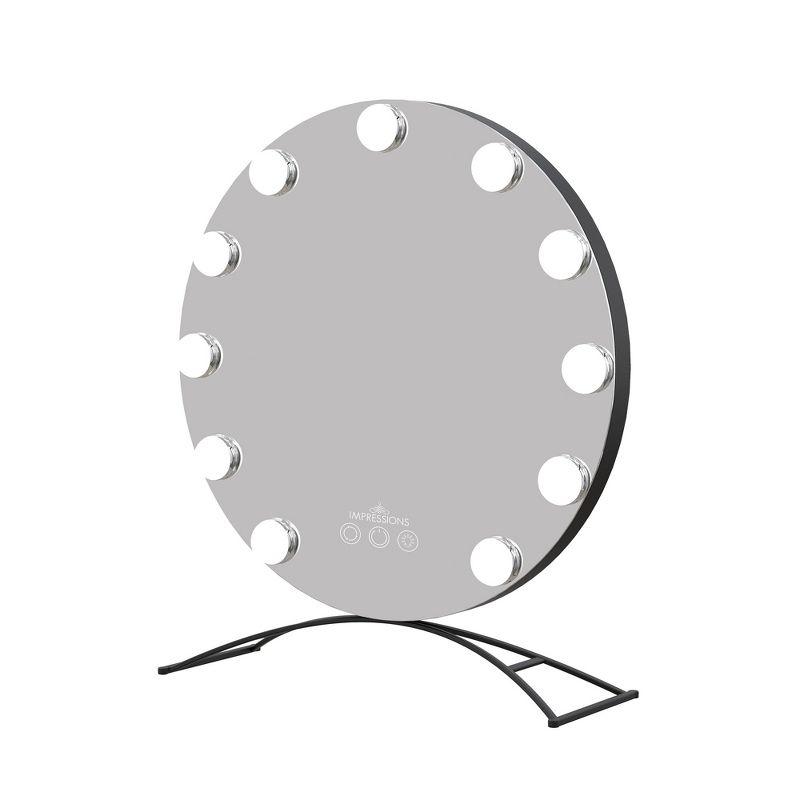 IMPRESSIONS VANITY · COMPANY Hollywood Round Tri Tone Vanity Mirror with LED Lights Modern Mirror with Standing Base Power Outlet