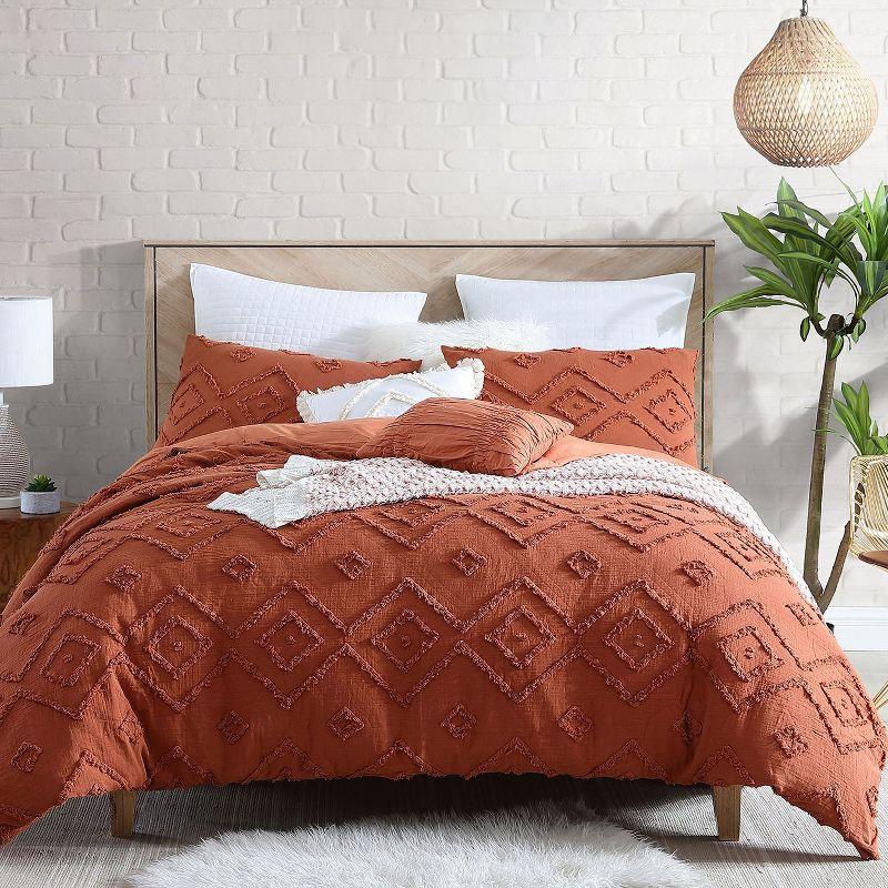 Rukai 100% Cotton Diamond Clip Jacquard 3D Fringe Texture 5-Piece Comforter Set