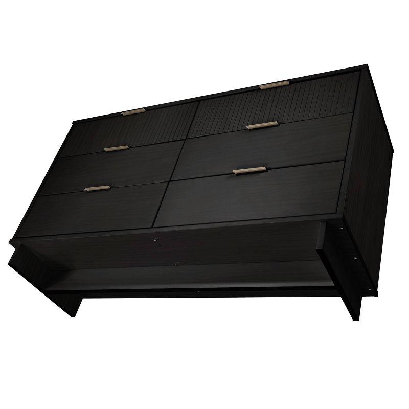Granville Modern 6 Drawer Double Wide Dresser Black - Manhattan Comfort: Bedroom Storage, Soft Close
