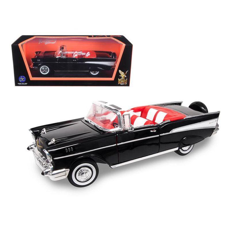 1957 Chevrolet Bel Air Convertible Black 1/18 Diecast Model Car by Road Signature