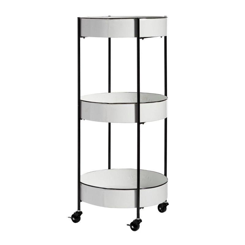 34'' x 16'' Farmhouse Metal Storage Cart White - Olivia & May: Decorative Storage Bins, Tabletop Bin, Adult Assembly Required