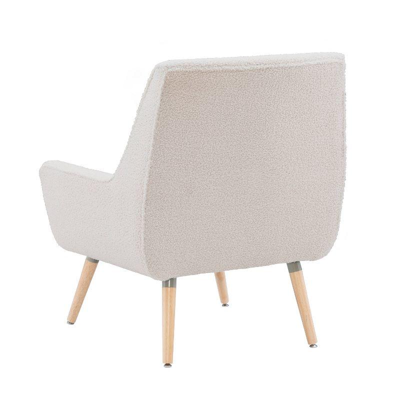 Natural Faux Sherpa Upholstered Accent Chair with Wood Legs