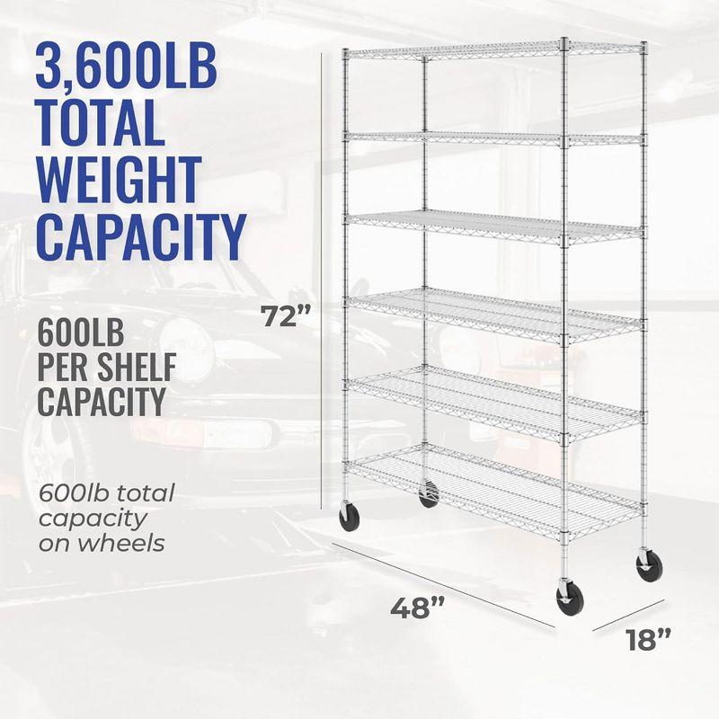 WFX Utility™ SafeRacks 6 Tiered Storage Shelves w/Heavy Duty Steel Wire Shelving Unit, Silver
