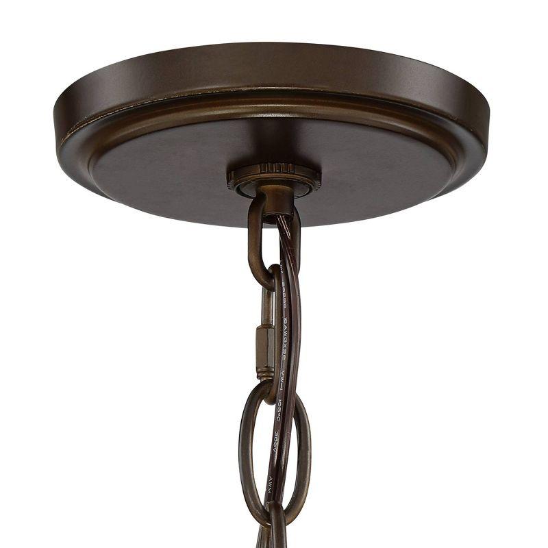 Franklin Iron Works Edinger Oil Rubbed Bronze Pendant Chandelier 20" Wide Rustic Clear Waterglass Textured Shade 4-Light Fixture for Dining Room House