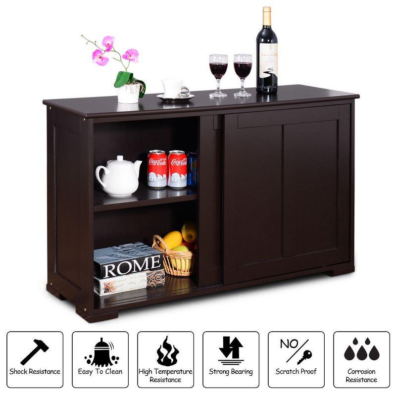 Dark Brown Painted Composite Wood Kitchen Storage Cabinet