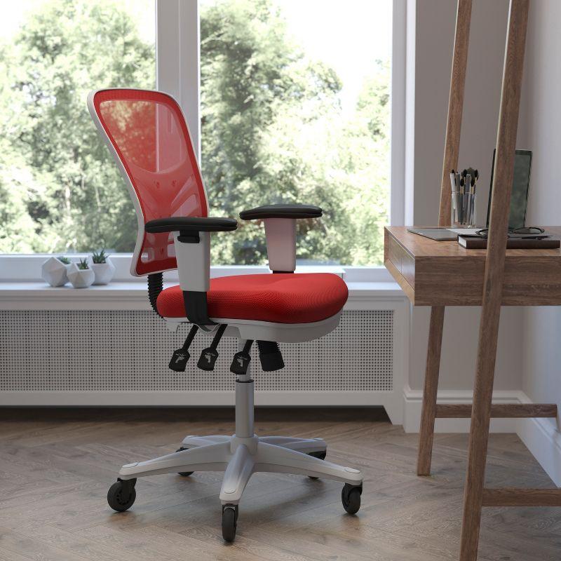 Flash Furniture Mid-Back Ergonomic Multifunction Mesh Chair with Polyurethane Wheels-Red