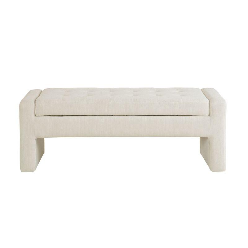 Gillian Cream Upholstered Storage Bench with Flip Top