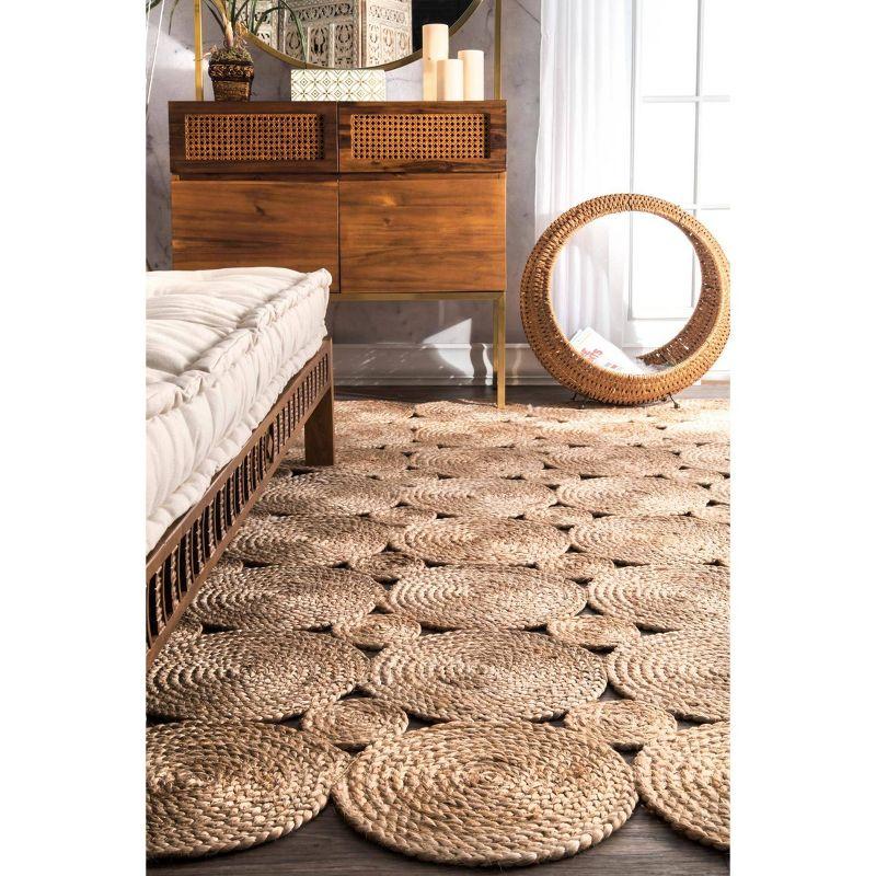 Maui Jute Circles Hand-Woven 3'x5' Black and Beige Area Rug