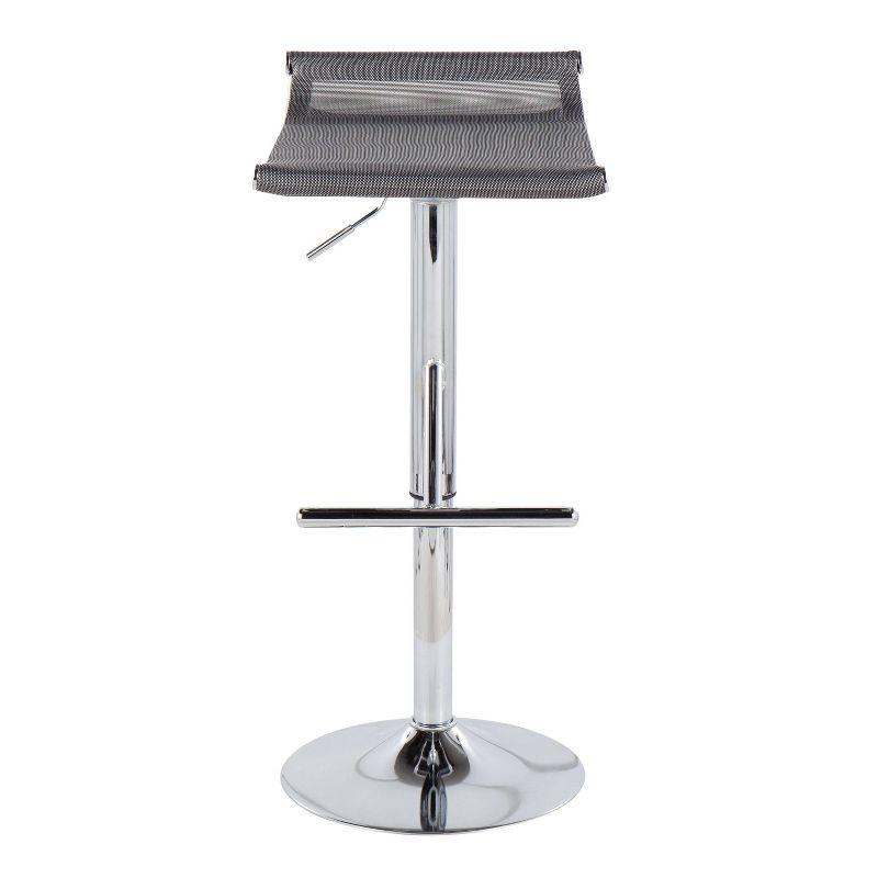 Mirage Ale Mesh Fabric/Metal Barstool Chrome/Silver - LumiSource: Swivel, Adjustable Height, Footrest