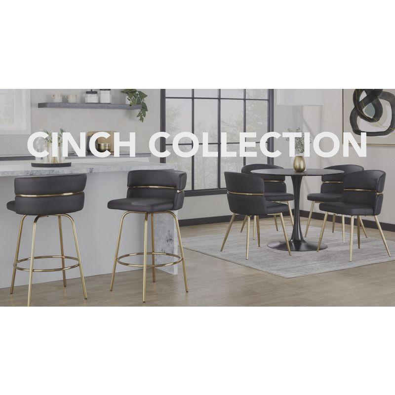 LumiSource Set of 2 Cinch-Claire Counter Height Barstools Black/Cream: Upholstered Swivel Seats, Metal Frame