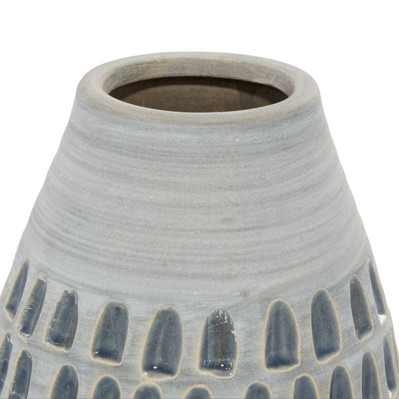 Olivia & May Set of 2 Ceramic Vase Gray - Contemporary Stoneware, Oval Amphora, Tabletop Decor