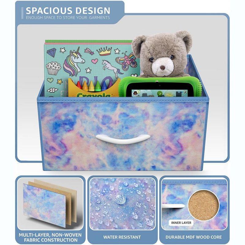 Sorbus 1 Drawer and Shelves Nightstand with Steel Frame, Wood Top & Fabric Bins in Tie Dye & Reviews | Wayfair