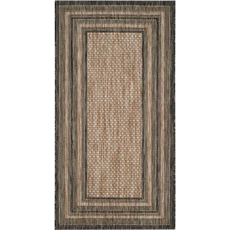 Courtyard CY8475 UV & Stain Resistant Non-Shedding Power Loomed Indoor/Outdoor Accent Rug - Natural/Black - 2'7"x5' - Safavieh