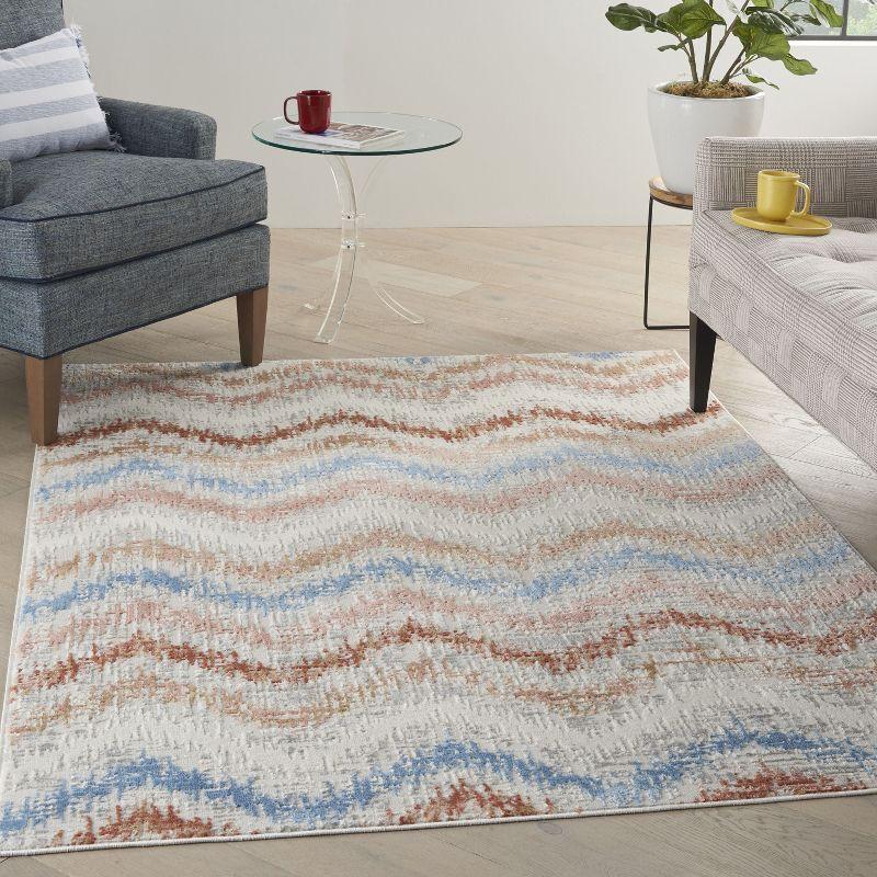 Ivory Multicolor 4' x 6' Abstract Synthetic Area Rug