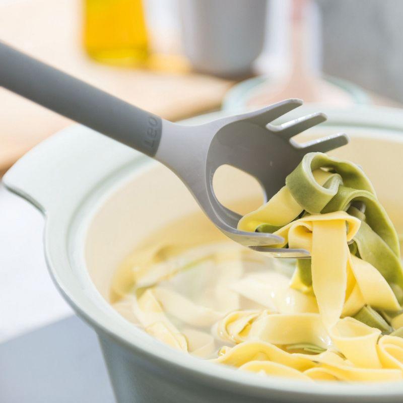 Gray Silicone and Nylon Pasta Spoon with Hanging Loop