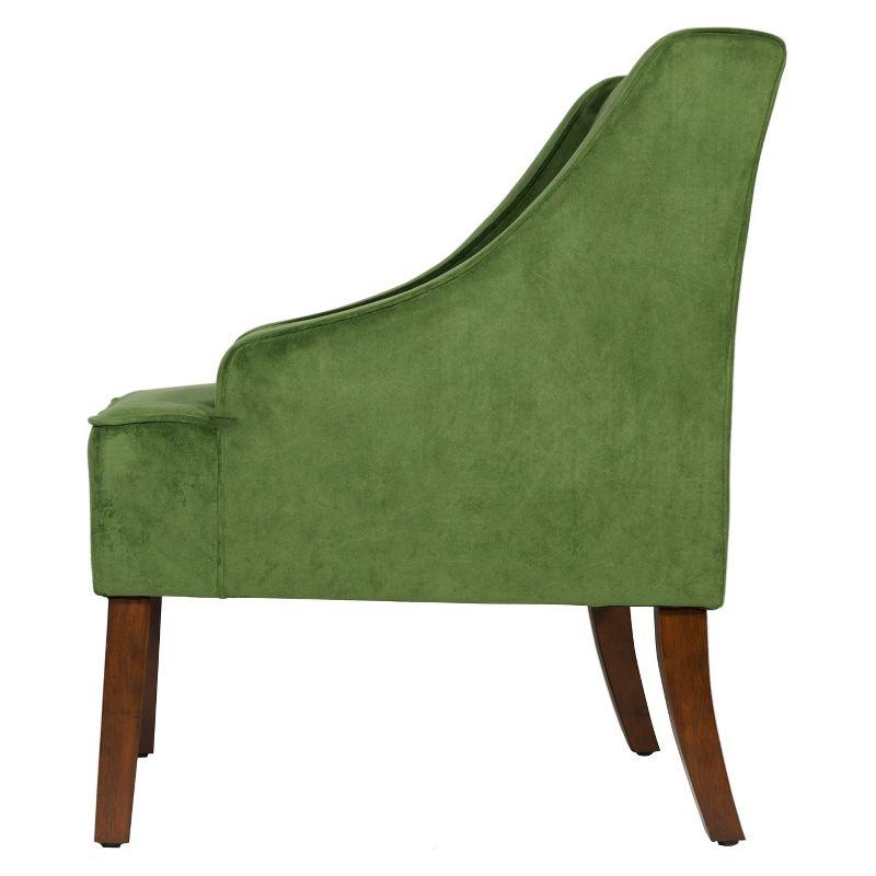 Velvet Swoop Armchair Forest Green - HomePop: Elegant Side Arms, Wood Legs, 250lb Capacity