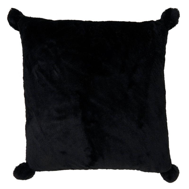 18'' Black Faux Rabbit Fur Throw Pillow