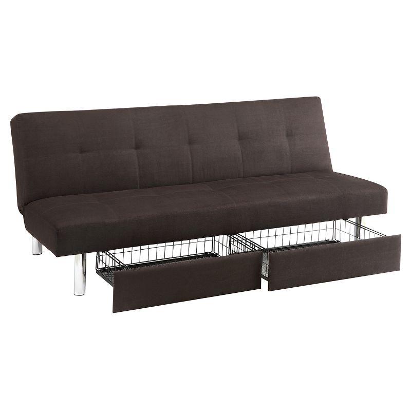 Sola Storage Futon Black - Dorel Home Products: Microfiber Upholstery, Sleeper with Compartments