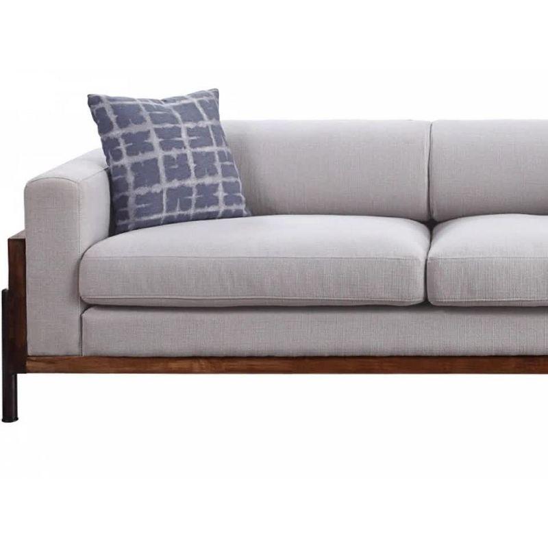 91" Pelton Sofa Fabric/Walnut - Acme Furniture: Linen Upholstery, Wood Frame, Metal Legs