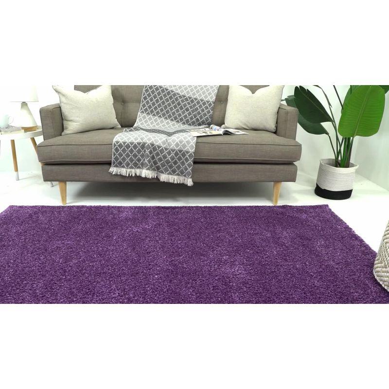 Plush Violet Shag 5' x 7' Rectangular Easy-Care Area Rug