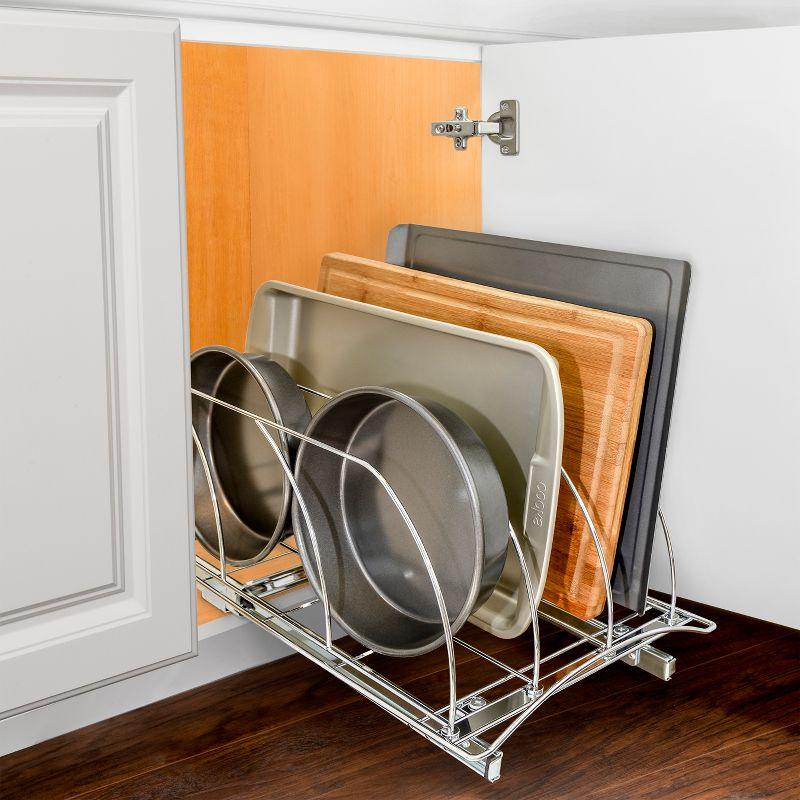 Lynk Professional Slide Out Cutting Board, Bakeware, and Tray Organizer - Pull Out Kitchen Cabinet Rack - 10" x 21": Kitchen Storage