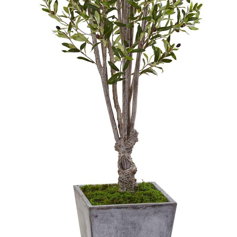 72" Artificial Olive Tree in Stone Planter - Nearly Natural: Indoor Faux Plant, No Maintenance Required